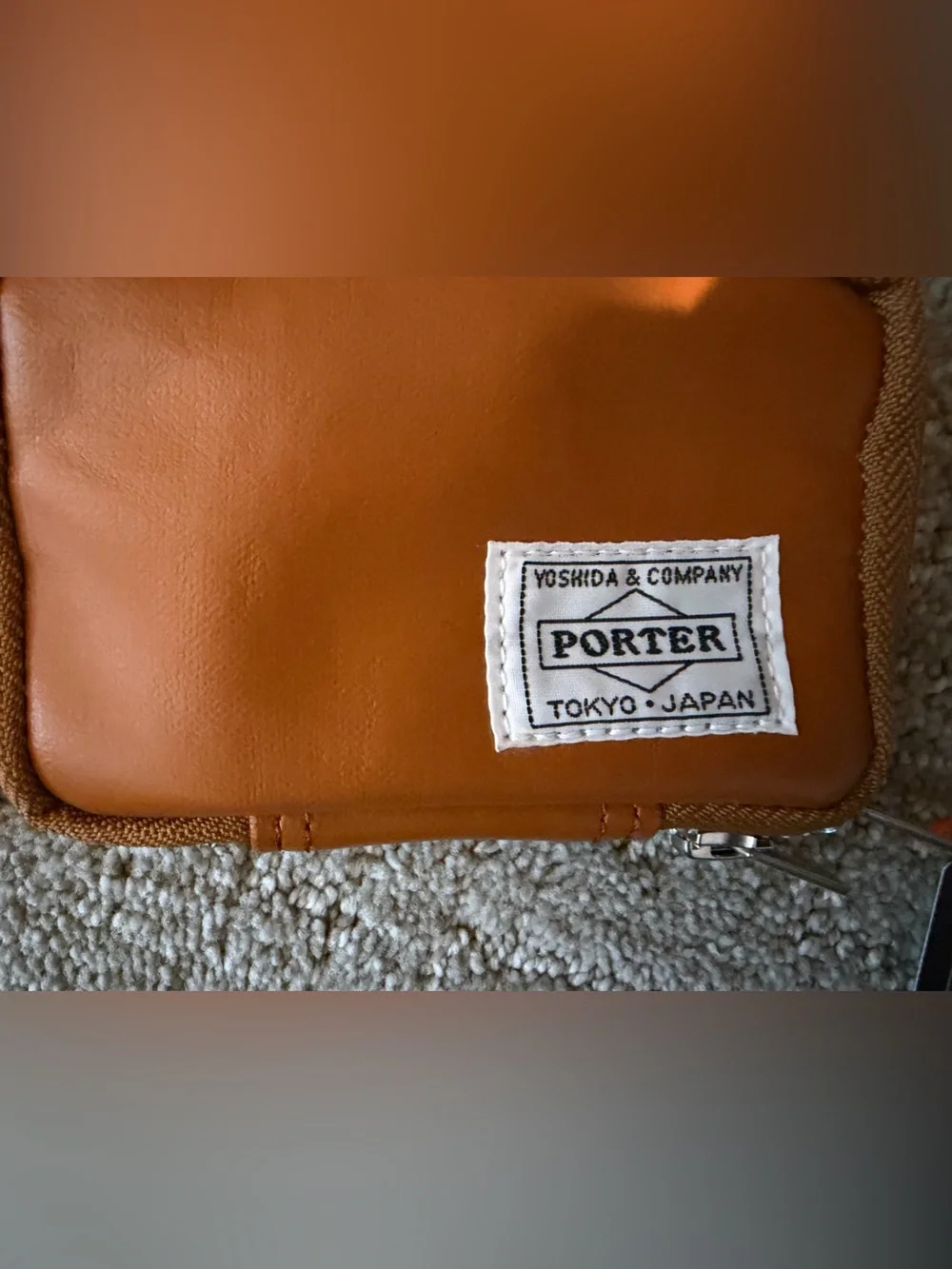 Porter Tokyo Japan Tan Leather Zip Key Holder for Men